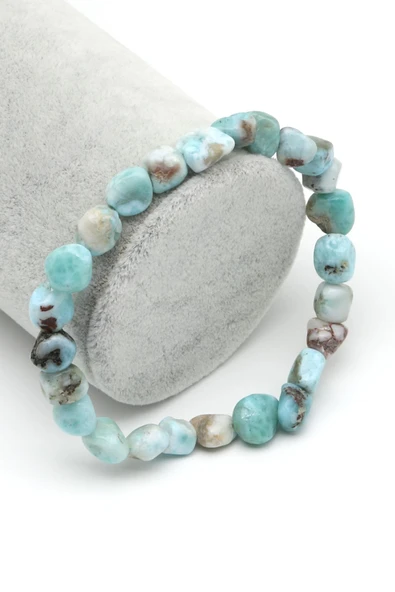 Larimar Doğal Taş Bileklik 6 x 8 mm Özel Kesim ürün görseli