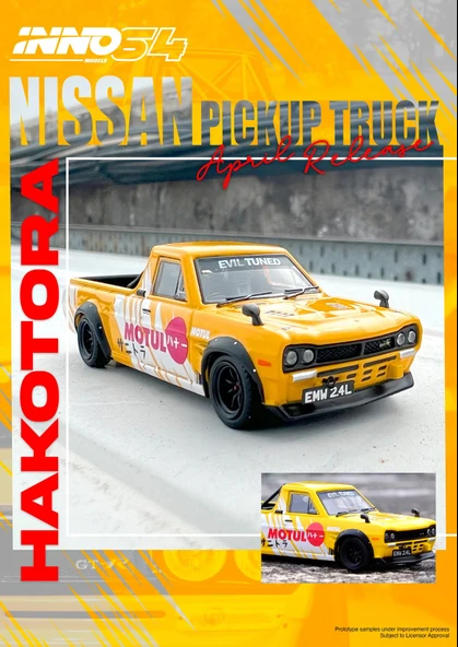 Inno 1:64 Nissan Sunny Pick Up Truck Hakotora ''MOTUL'' Livery IN64-HKT-MOTUL - 3