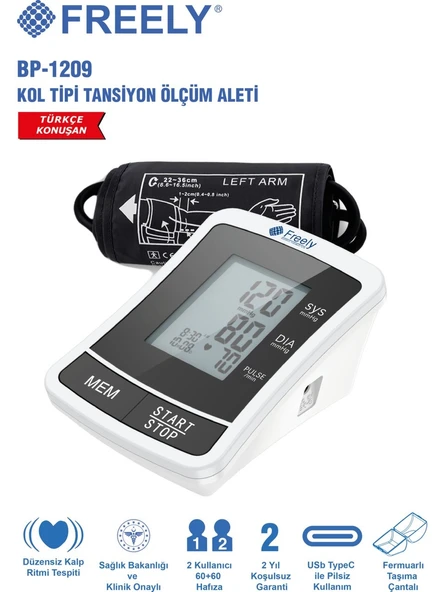 FREELY Tam Otomatik Üst Koldan Ölçer Konuşan Tansiyon Aleti  Bp-1209 - 2