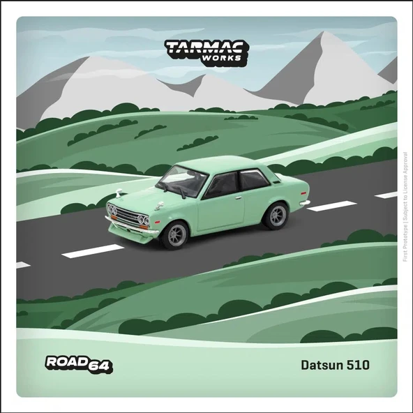 Tarmac 1:64 Datsun 510 Light Green T64R-052-GR - 2