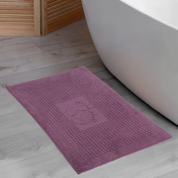 Homedius Banyo Kareli Ayak Desenli Pamuk Ayak Havlusu 50x70cm Mor 2’li - 2