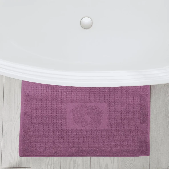 Homedius Banyo Kareli Ayak Desenli Pamuk Ayak Havlusu 50x70cm Mor 2’li - 4