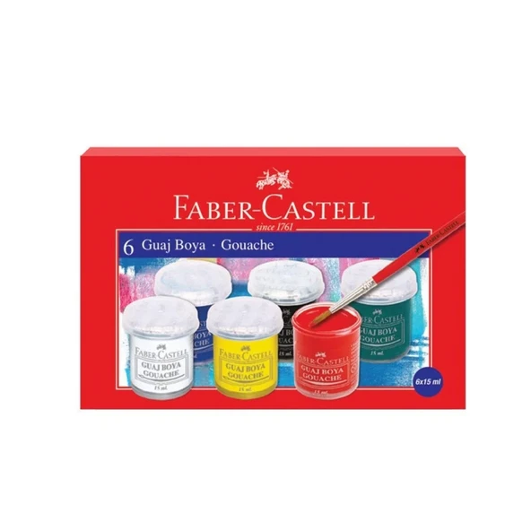 Faber Castell 6x15ml Guaj Boya Set Ana Renkler ürün görseli