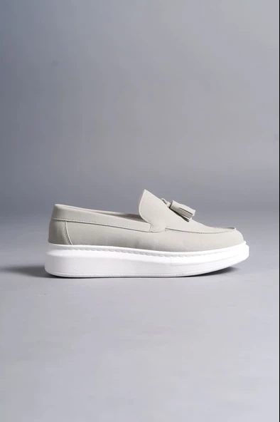 ET154 Blaze Bağcıksız Püsküllü Süet Erkek Günlük Spor Klasik Ayakkabı BT - Gri - Resim 4