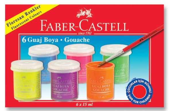 Faber Castell 6x15ml Guaj Boya Set Neon Renkler ürün görseli