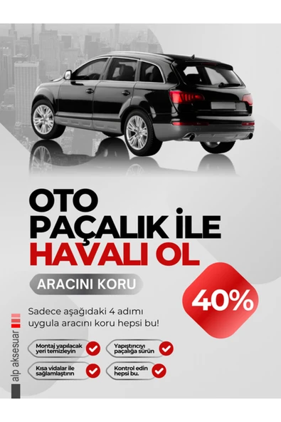 alp aksesuar  Oto Paçalık Oto Tozluk Oto Çamurluk Yazısız Üniversal 4lü Set Tüm Araçlara Uyumlu - 2