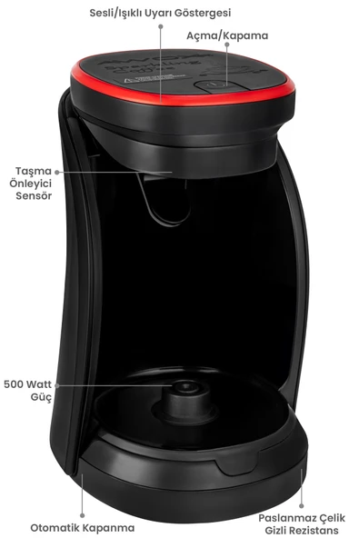 Awox Sparkling Türk Kahvesi Makinesi Nar Çiçeği - Resim 4