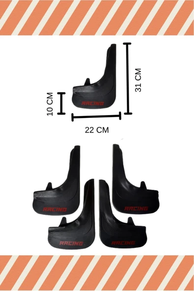 ATALAY TİCARET  Ford Focus 2 Racing Kırmızı Yazılı 4'lü Tozluk Çamurluk Paçalık - Resim 2