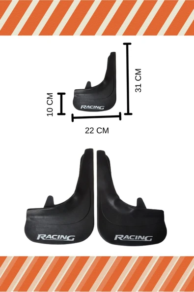 Heda Tex  Volswagen Tiguan Tüm Kasalar Racing Beyaz Yazılı 2'Li Tozluk Çamurluk Paçalık - Resim 2