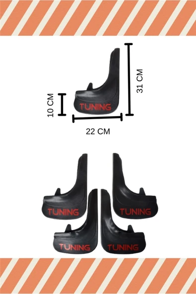 Heda Tex  Ford Fiesta 2990-2002 Tunıng Yazılı 4'lü Tozluk Çamurluk Paçalık - Resim 2