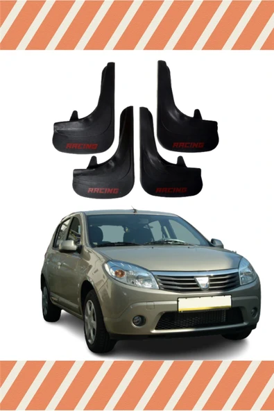 Heda Tex  Dacia Sandero 2007-2012 Racing Kırmızı Yazılı 4'lü Tozluk Çamurluk Paçalık ürün görseli