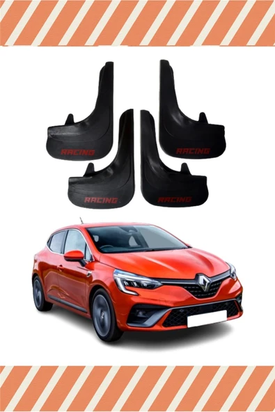 Heda Tex  Renault Clio 5 Hb 2019-2021 Racing Yazılı 4'lü Tozluk Çamurluk Paçalık