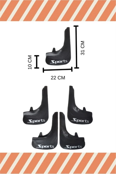 Heda Tex  Audi A3 Uyumlu 4'lü Sports Yazılı Tozluk Çamurluk Paçalık - Resim 2