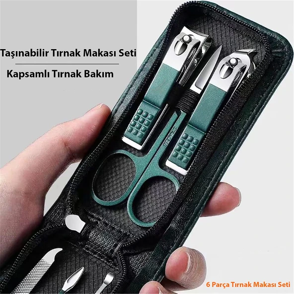 HyMark 6 Parça Deri Çantalı Manikür Pedikür Özel Tırnak Makası Seti - 2