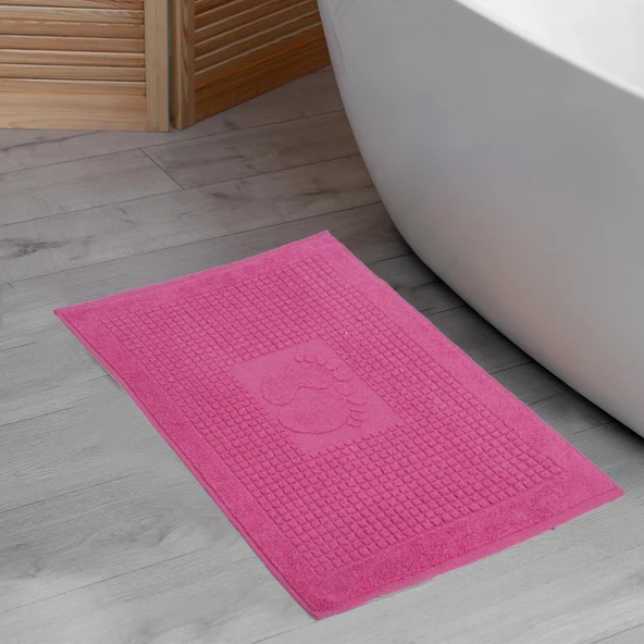 Homedius Banyo Kareli Ayak Desenli Pamuk Ayak Havlusu 50x70cm Pembe 2’li - 2