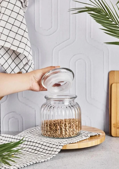 Renato Cam Kavanoz - Çizgili Erzak Kavanozu - 1.8 Litre - 2