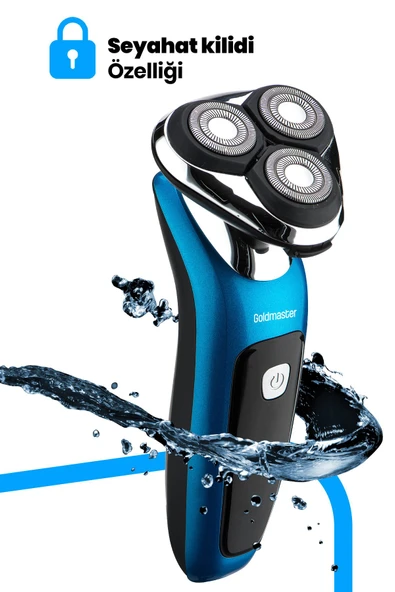 GOLDMASTER Centilmen Esnek Oynar Başlıklı Led Ekranlı IPX6 Islak Kuru Su Geçirmez Tıraş Makinesi - 7