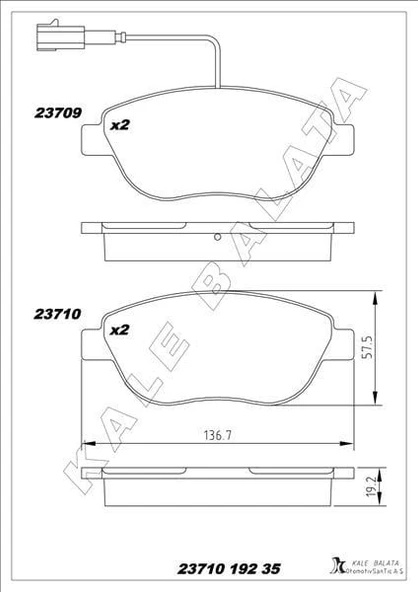 ÖN FREN BALATASI OPEL COMBO D 12 PUNTO EVO 1.3-1.4-1.6D MTJ 09 500-500C 1.3DMJ 10 GRANDE PUNTO 1.6DMTJ 09 ÇİFT FİŞLİ ürün görseli 1