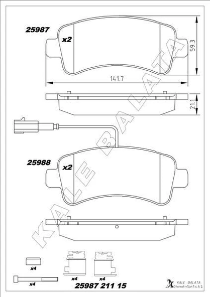 DİSK FREN BALATASI ARKA JUMPER 2.0D/2.2D3.0D 04/06 DUCATO 40 2.3D-BOXER 2.0D/2.2D/3.0D