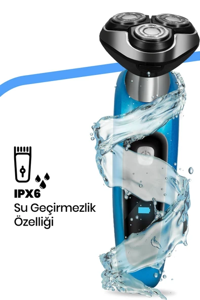 GOLDMASTER Centilmen Esnek Oynar Başlıklı Led Ekranlı IPX6 Islak Kuru Su Geçirmez Tıraş Makinesi - 2