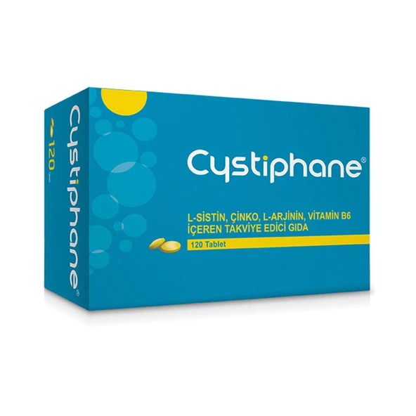 Cystiphane L-Sistin, Çinko, L-Arjinin, Vitamin B6 İçeren Takviye Edici Gıda (120 Tablet)