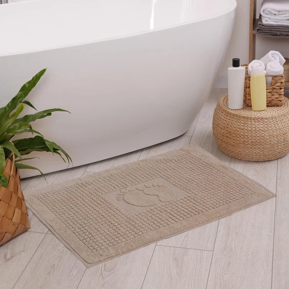 Homedius Banyo Kareli Ayak Desenli Pamuk Ayak Havlusu 50x70cm Sütlü Kahve 2’li - 3