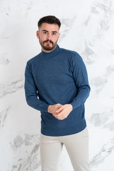 WOOLEN WORLD YARIM BALIÇI REGULAR FİT DESENLİ ERKEK KAZAK - 9