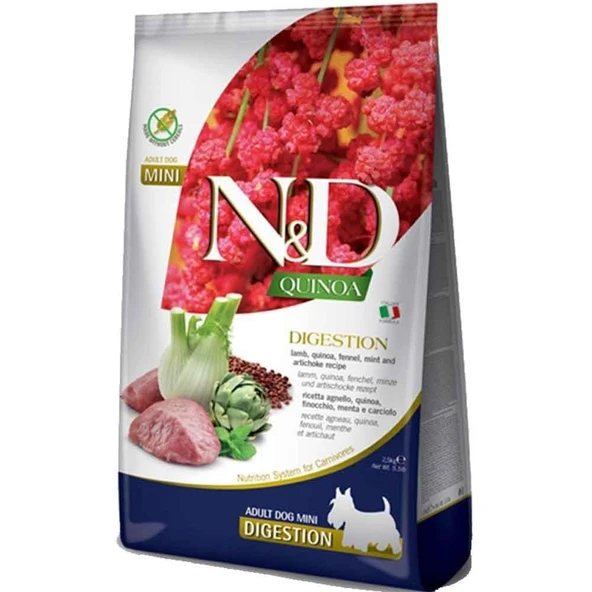 N&D Kinoa Digestion Mini Kuzu Kinoa Aromalı Hassas Sindirim Küçük Irk Köpek Maması 2,5 Kg