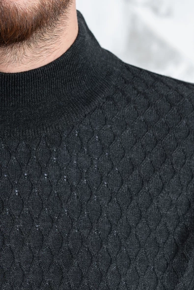 WOOLEN WORLD YARIM BALIÇI REGULAR FİT DESENLİ ERKEK KAZAK - 7