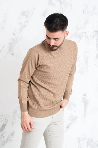 WOOLEN WORLD YARIM BALIÇI REGULAR FİT DESENLİ ERKEK KAZAK - 3