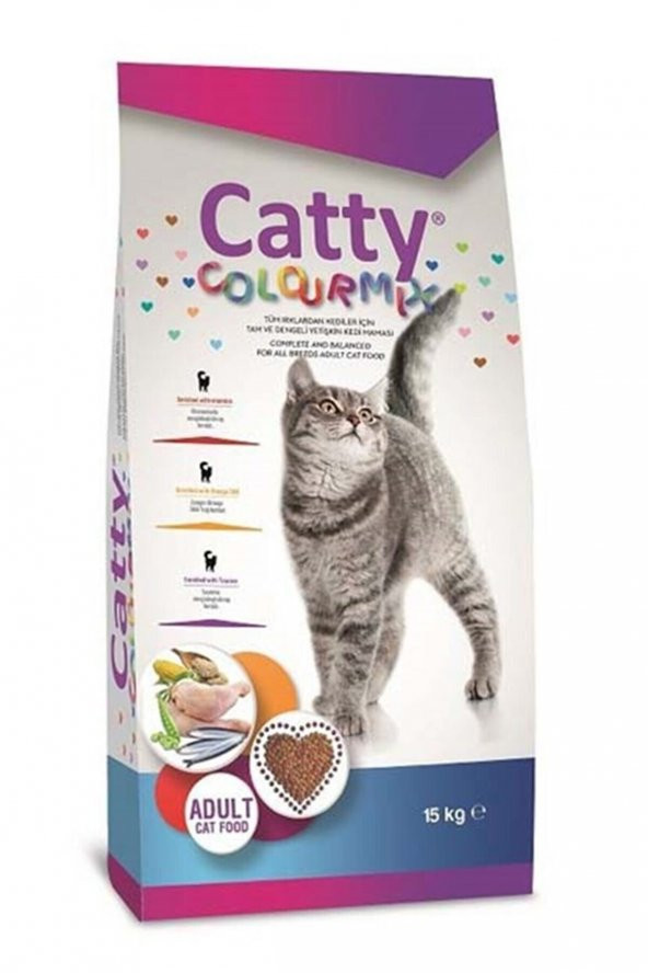 Catty Color Mix  Yetişkin Kedi Maması 1kg - ŞEFFAF PAKET