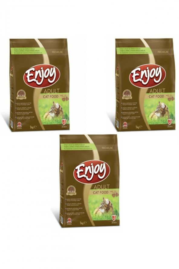 Enjoy Tavuklu Yetişkin Kedi Maması 1 Kg x 3 Adet - ŞEFFAF AMBALAJ