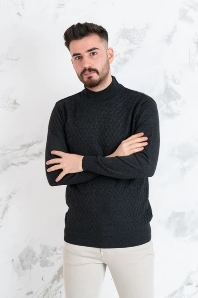 WOOLEN WORLD YARIM BALIÇI REGULAR FİT DESENLİ ERKEK KAZAK - 5