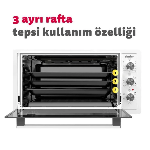 4546 Beyaz 45 LT Turbo Fan Mini/Midi Fırın - 6 Fonksiyon, Yoğurt Yapma & Buz Çözme Özellikli - Resim 8