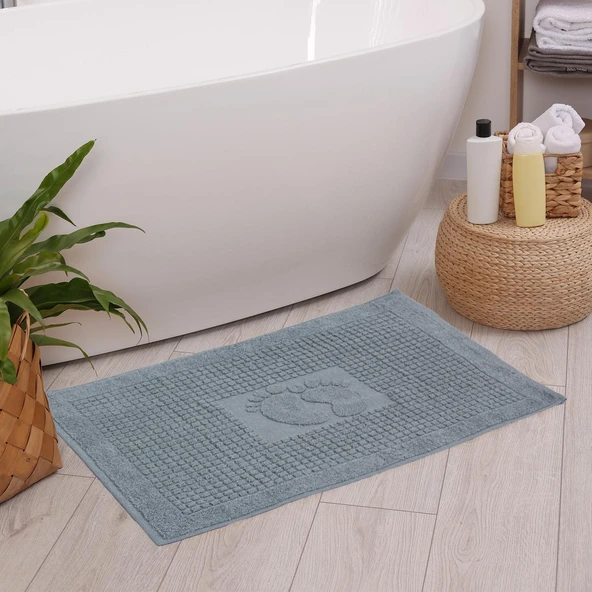 Homedius Banyo Kareli Ayak Desenli Pamuk Ayak Havlusu 50x70cm Yeşil 2’li - 3