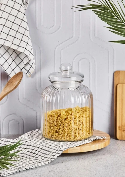 Renato Cam Kavanoz - Çizgili Erzak Kavanozu - 3.75 Litre