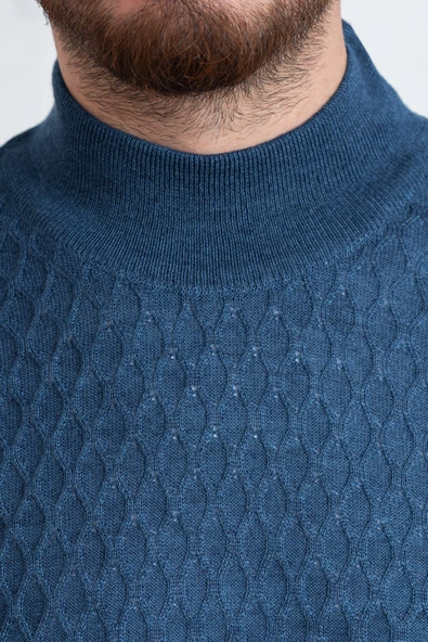 WOOLEN WORLD YARIM BALIÇI REGULAR FİT DESENLİ ERKEK KAZAK - 12