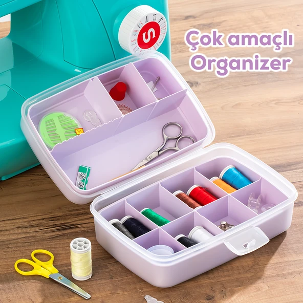 Porsima 1192-3 Premium 12 Bölmeli Çok Amaçlı Organizer Takı Toka Makyaj Yüzük Saklama Box Balıkçı Malzeme Kutusu Lila