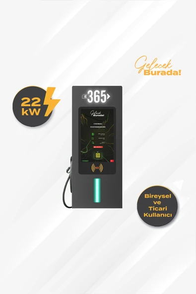 E 365 Ac Duvar Tip 10 İnç Ekranlı Mıd Sayaçlı Tek Kablolu 22 Kw Sarj İstasyonu