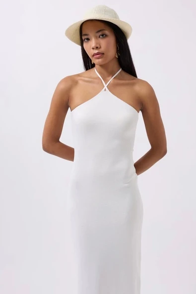 Çapraz Askılı Maxi Elbise - 3