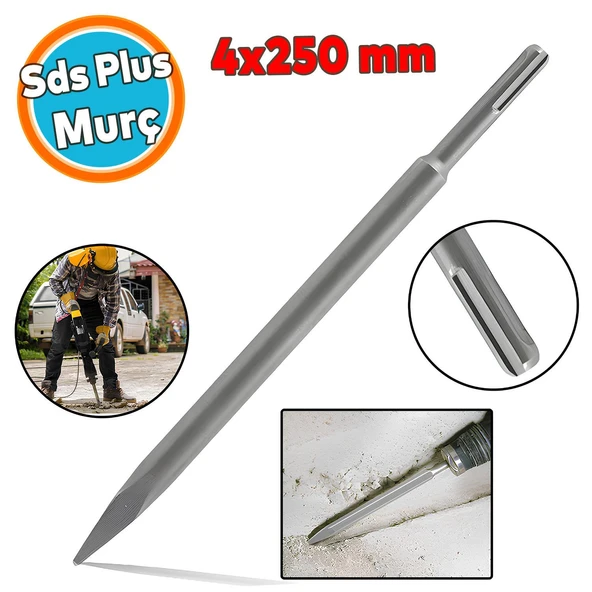Matkap Uyumlu Sds Plus Murç Uç Kırıcı Keski Beton Kaya Taş Maden Delici Hilti Ucu 14 cm 25 cm 250 mm