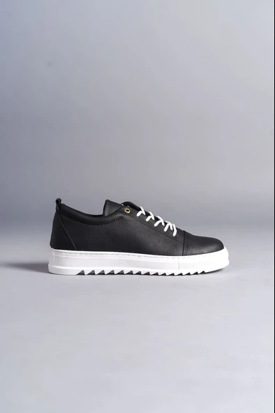 ET152 Cool Bağcıklı Cilt Erkek Günlük Spor Klasik Ayakkabı BT - Siyah - Resim 4