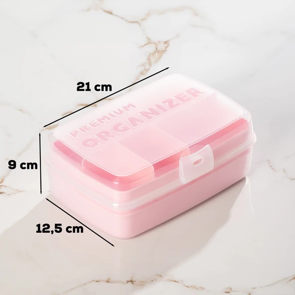 Porsima 1192-2 Premium 12 Bölmeli Çok Amaçlı Organizer Takı Toka Makyaj Yüzük Saklama Box Balıkçı Malzeme Kutusu Pembe - 3