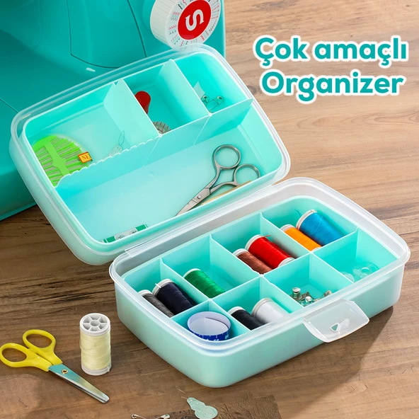 Porsima 1192-1 Premium 12 Bölmeli Çok Amaçlı Organizer Takı Toka Makyaj Yüzük Saklama Box Balıkçı Malzeme Kutusu Yeşil