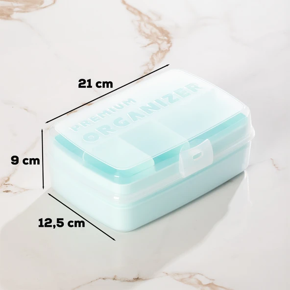 Porsima 1192-1 Premium 12 Bölmeli Çok Amaçlı Organizer Takı Toka Makyaj Yüzük Saklama Box Balıkçı Malzeme Kutusu Yeşil - 3