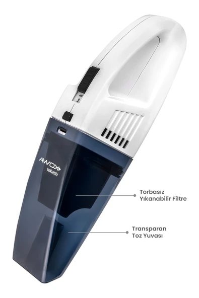 Awox Vakumix Şarjlı Elektrikli El Süpürgesi Beyaz - 2