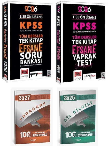Yargı + Anla Kazan 2026 KPSS Lise Ön Lisans Efsane Soru Bankası + Yaprak Test ve Deneme 4 lü Set - 2