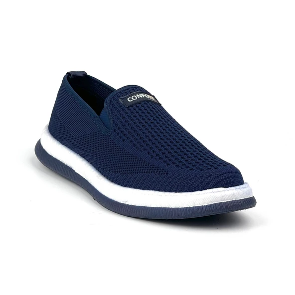 Erkek Lacivert Çok Hafif Triko Bağcıksız Esnek Hafif Günlük Casual Sneaker Spor Ayakkabı - 2