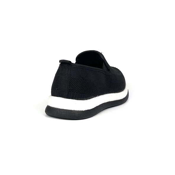 Erkek Siyah Beyaz Çok Hafif Triko Bağcıksız Esnek Hafif Günlük Casual Sneaker Spor Ayakkabı - Resim 5