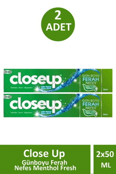 Close Up Günboyu Ferah Nefes Menthol Fresh 50 ml 2 Adet